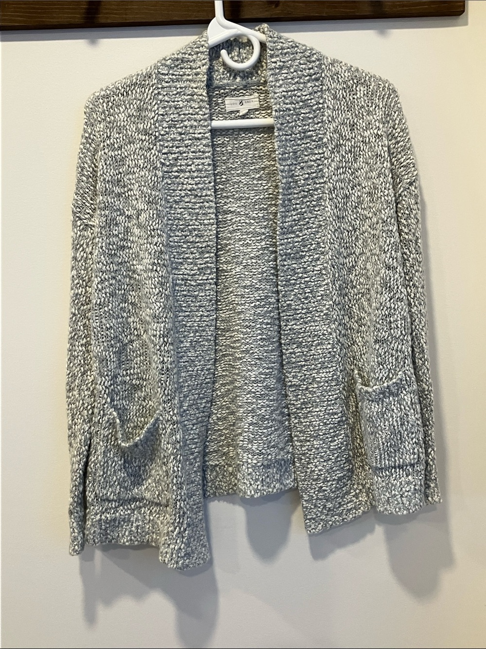 Lou & Grey Heather Gray Open-Front Marled Cardigan